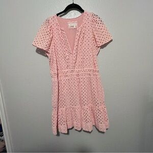 Anthropologie Somerset Pink Eyelet Mini Dress